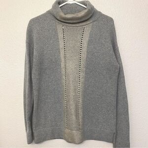 Halogen Merino Wool blend chunky Mock turtle Neck Sweater gray Oversized S